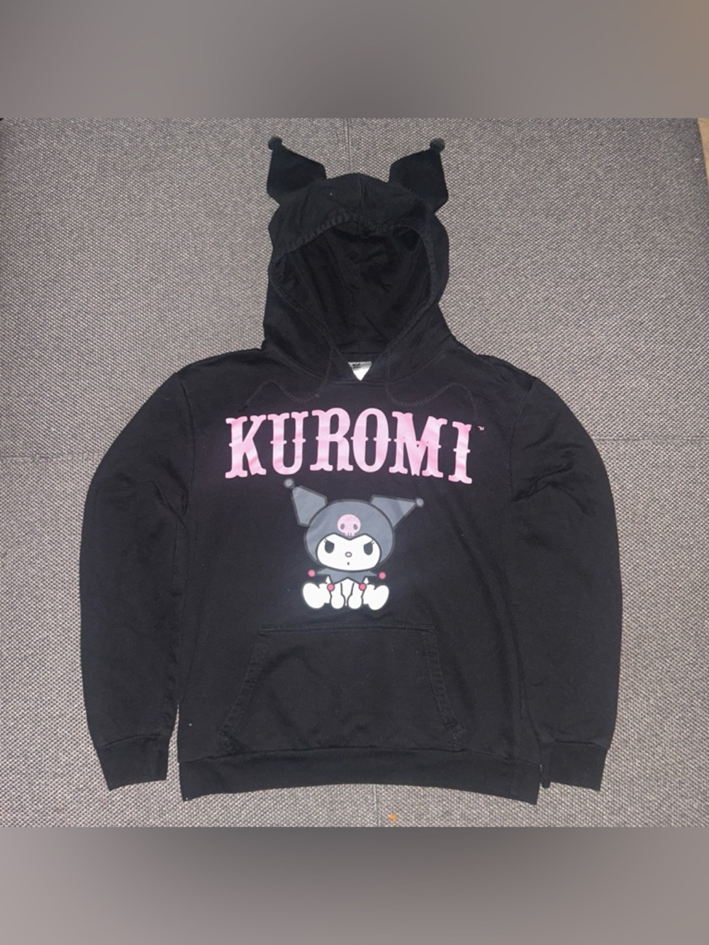 Kuromi Black Cosplay Anime Hoodie with Pink Logo